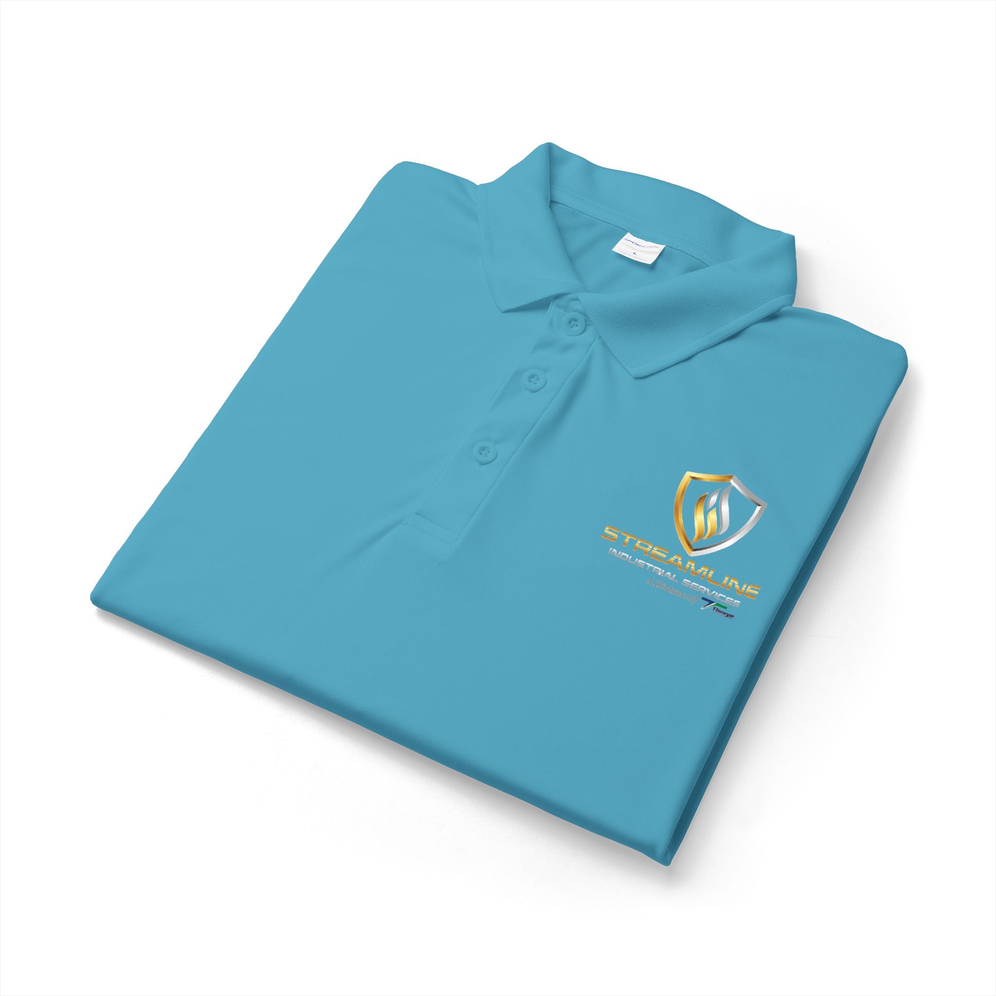 Embroidered Shield Logo Polo Shirt - White Performance Golf/Work Polo