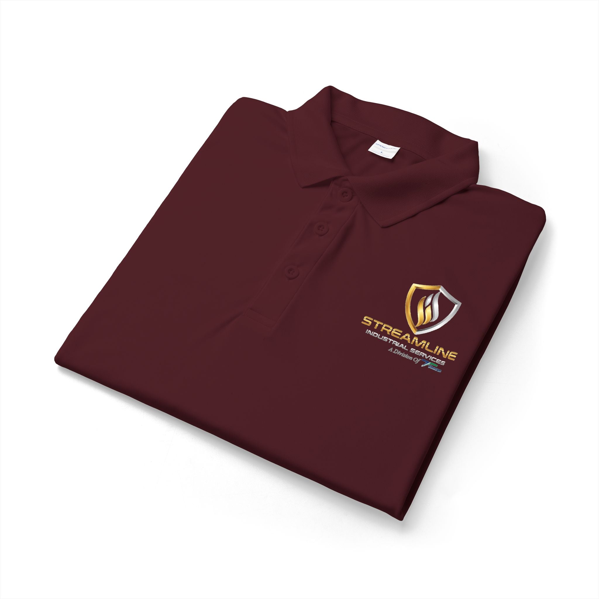 Embroidered Shield Logo Polo Shirt - White Performance Golf/Work Polo