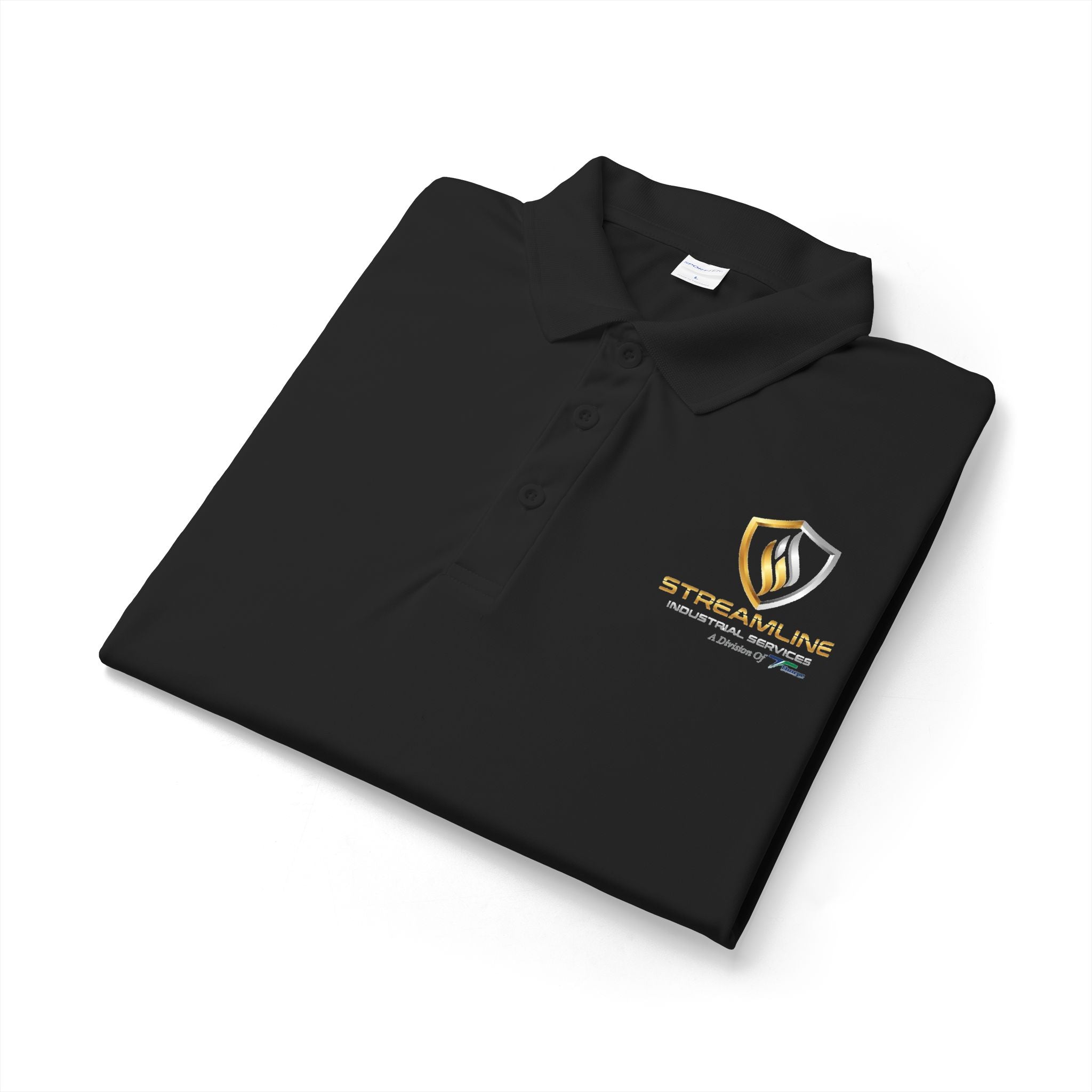 Embroidered Shield Logo Polo Shirt - White Performance Golf/Work Polo