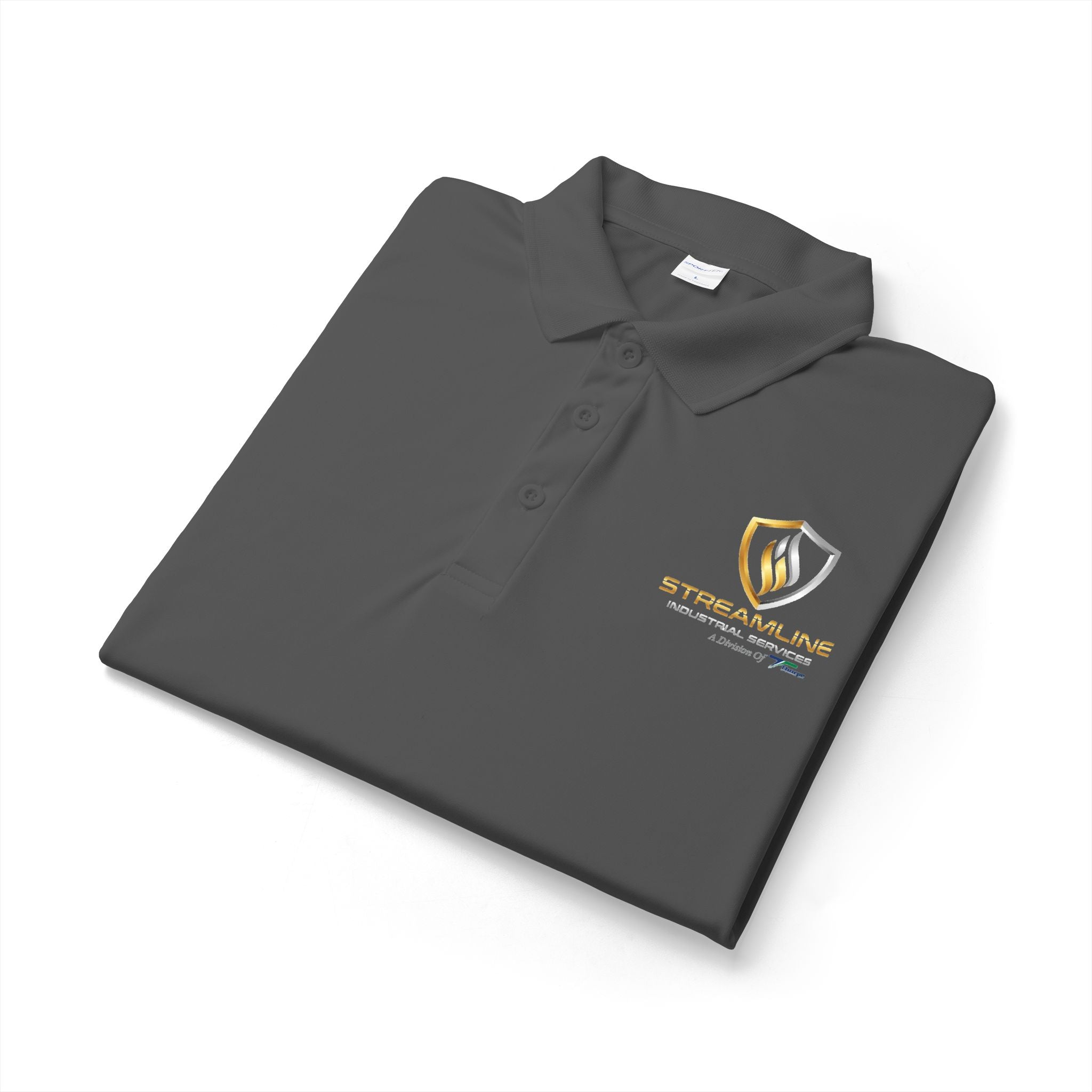 Embroidered Shield Logo Polo Shirt - White Performance Golf/Work Polo