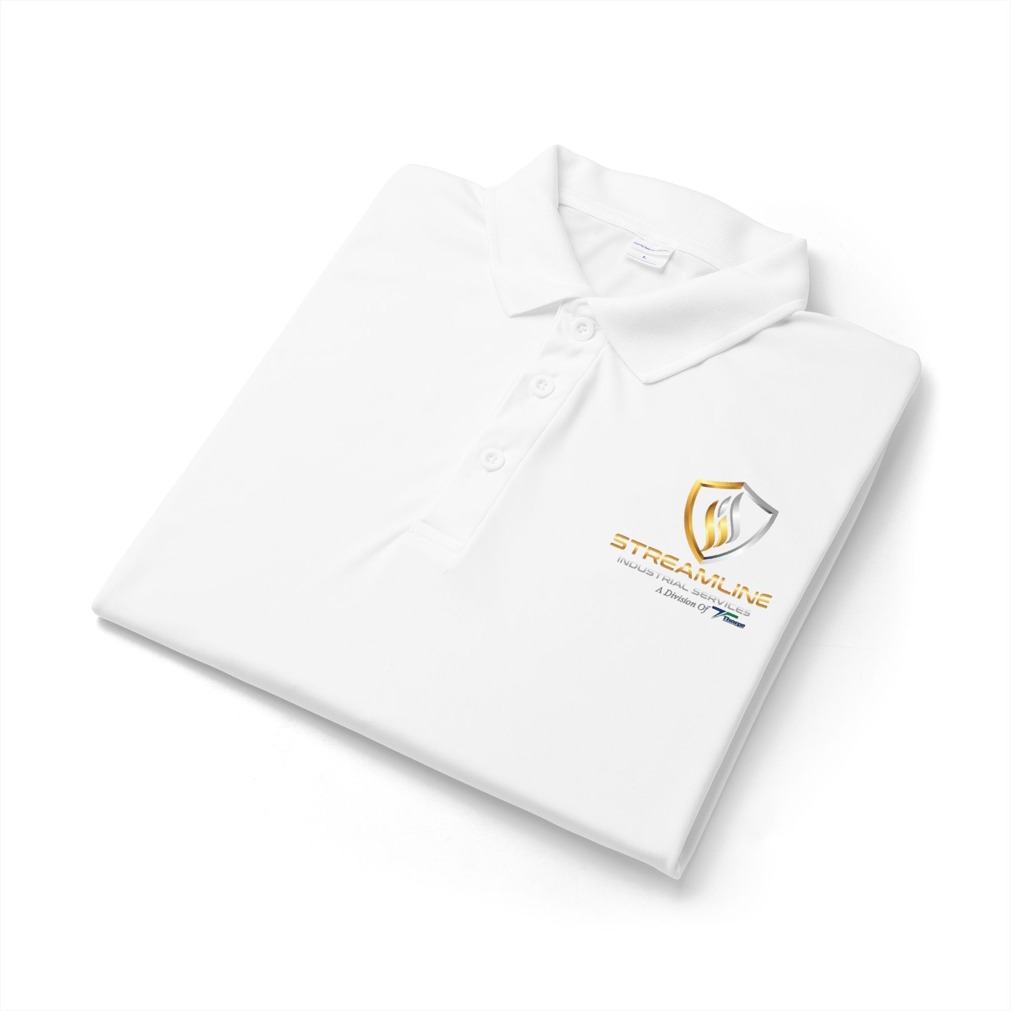 Embroidered Shield Logo Polo Shirt - White Performance Golf/Work Polo