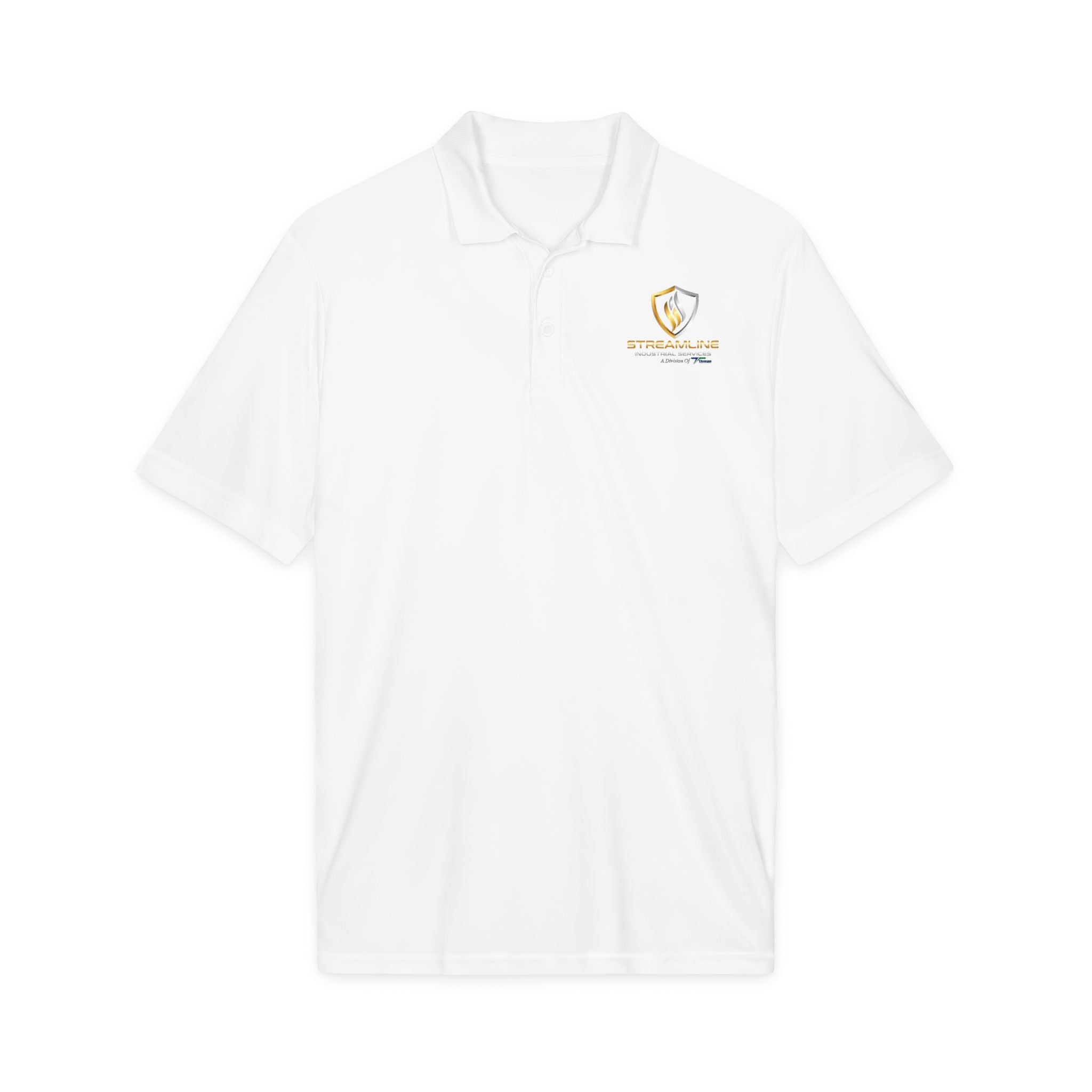 Embroidered Shield Logo Polo Shirt - White Performance Golf/Work Polo